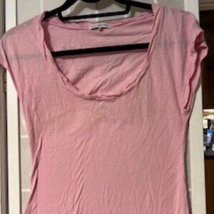 James Perse Women's Pink Scoop Neck Cap Sleeve Tee Size 3 (med.)